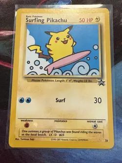 Surfing Pikachu ⭐ 28 Promo Wizards Black Star Promos 1999 Pokemon LP - Image 1