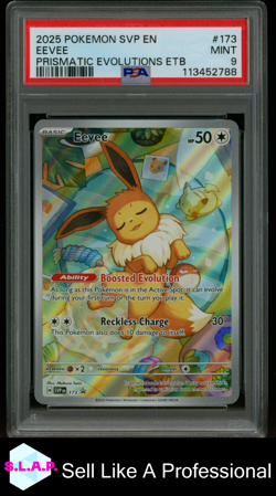 EEVEE PRISMATIC EVOLUTIONS ETB POKEMON SVP EN-SV BLACK STAR PROMO 2025 173 PSA 9 - Image 1