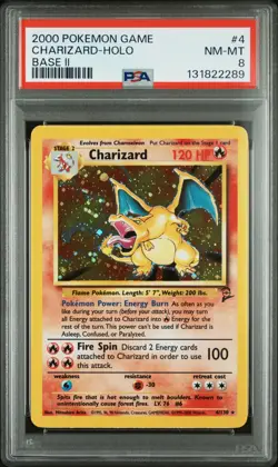 2000 POKEMON BASE SET 2 #4 CHARIZARD-HOLO PSA 8 - Image 1