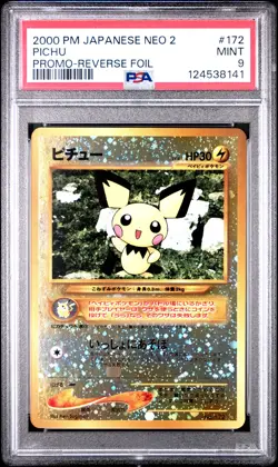 2000 POKEMON JPN NEO 2 PROMO REVERSE FOIL #172 PICHU PSA 9 - Image 1