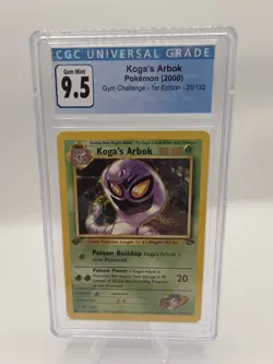 9CGC 9.5 GEM MINT (Old Label) Koga's Arbok 1st Edition 25 Pokemon Gym Challenge - Image 1