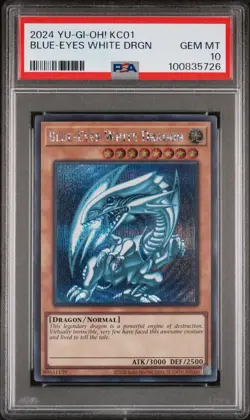 Blue-Eyes White Dragon Prismatic Secret Rare KC01 PSA 10 GEM MINT Yugioh 2024 - Image 1