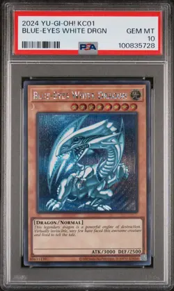 Blue-Eyes White Dragon Prismatic Secret Rare KC01 PSA 10 GEM MINT Yugioh 2024 - Image 3