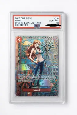 PSA 10 Gem Mint Nami OP01-016 SP Special Alt Art OP05 One Piece 2023 - Image 1