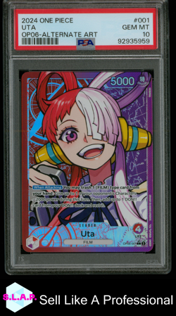 UTA ONE PIECE #001 2024 OP06 FOIL ALT-ART LEADER ENGLISCH PSA 10 - Image 1
