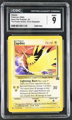 CGC 9 MINT Zapdos 2000 Black Star Promos 23 The Power of One Pokemon Card - Image 1