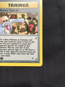 Pokemon Cards: Gym Heroes 1st Edition Rare: Blaine's Quiz #1 97/132 - Image 4