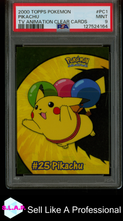 PIKACHU TV ANIMATION CLEAR CARDS TOPPS POKEMON TV ANIMATION 2000 PC1 PSA 9 - Image 1