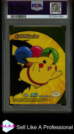 PIKACHU TV ANIMATION CLEAR CARDS TOPPS POKEMON TV ANIMATION 2000 PC1 PSA 9 - Image 2