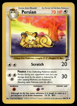 Persian 56/130 Pokemon Card Base Set 2 Uncommon 70 HP Lightly Played AD - Image 1