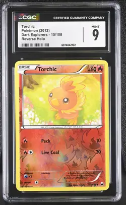 CGC 9 MINT Torchic 2012 Dark Explorers 15/108 Reverse Holo Pokemon Card - Image 1