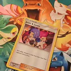 Pokemon Card Jessie & James 58/68 Holo Rare Hidden Fates Team Rocket TCG 2 - Image 2