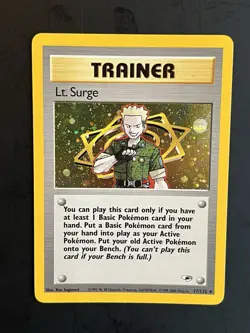 Pokemon TCG Lt. Surge Gym Heroes Trainer Holo Rare Card 17/132 - Image 1