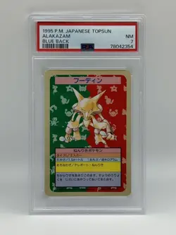 CARTA POKEMON ALAKAZAM TOPSUN JAP - BLUE BACK (1995) NO NUMBER! PSA 7 - POP 9 - Image 1