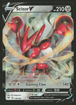 SWSH03: Darkness Ablaze Scizor V #118/189 Ultra Rare Pokemon Card - Image 1