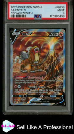 FA/ENTEI V CROWN ZENITH POKEMON SWORD AND SHIELD CROWN ZENITH 2023 GG36 PSA 9 - Image 1
