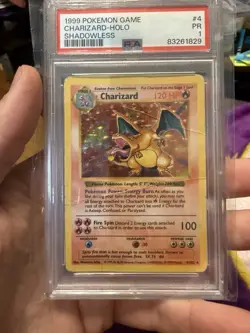 1999 Pokemon Base Set Shadowless Holo Charizard #4 PSA 1 PR - Image 1