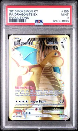 2016 POKEMON XY EVOLUTIONS #106 FULL ART/DRAGONITE EX PSA 9 - Image 1