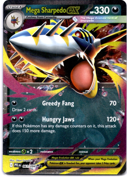 Pokemon TCG Mega Sharpedo ex 061/094 Phantasmal Flames Holo Rare Near Mint - Image 1