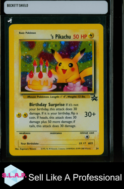 BIRTHDAY'S PIKACHU POKEMON 24 1999 BLACKSTAR PROMO HOLO ENGLISCH - Image 1