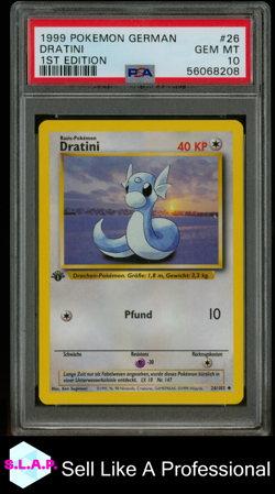 DRATINI POKEMON #26 1999 BASE-SET BASE 1ST EDITION GERMAN PSA 10 - Image 1