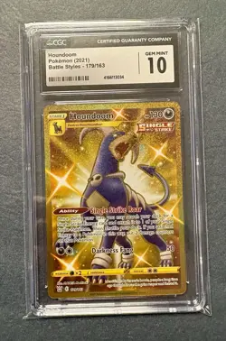 Pokemon 2021 Gold Houndoom #179 Battle Styles Pokemon CGC 10 - Image 1