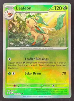 2025 Pokemon SV Prismatic Evolutions Reverse Holo Master Ball #005/131 Leafeon - Image 1