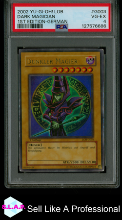 DARK MAGICIAN 1ST ED-GER YUGIOH LEGEND/BLUE EYES WHITE DRAGON 2002 G003 PSA 4 - Image 1