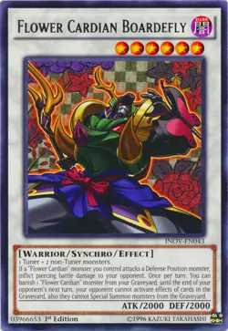 Yugioh! LP Flower Cardian Boardefly - INOV-EN043 - Rare - 1st Edition Lightly Pl - Image 1