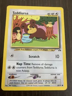 Teddiursa 65/75 Neo Discovery Rare Vintage Pokemon Card Teddyursa - Image 1