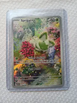 Pokemon TCG Sprigatito Paldea Evolved Illustration Rare Card 196/193 - Image 1