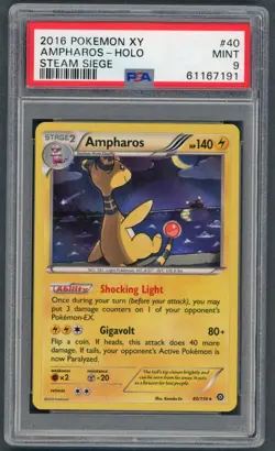Pokemon Cards - PSA 9 Ampharos 40/114 - Steam Siege XY Holo - MINT - PSA9 - Image 1
