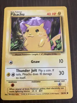 Pikachu 58/102 Base Set Rare Vintage 1999 Pokemon Card Cheeks Cheek - Image 1
