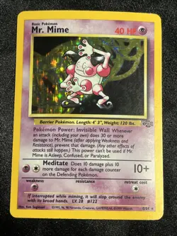 Pokemon Mr Mime 6/64 Jungle Unlimited Holo Rare Card LP / MP - Image 1