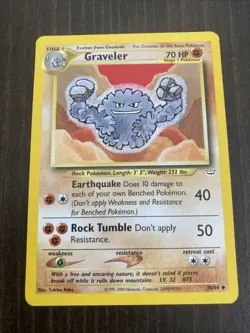 Graveler 30/64 Neo Revelation Rare Vintage Pokemon Card Gravelr Gravler Gravlr - Image 1