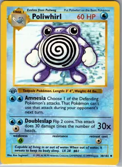 Poliwhirl 038/102 Base Set 1st Edition - Pokemon Card - NM - Image 1