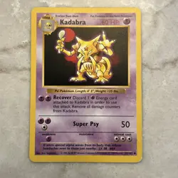 1999 Mint WOTC 32/102 Shadowless Kadabra Uncommon Pokemon Card - Image 1