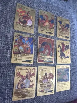 Lot of 9 Charizard - Gold Foil Fan Art Cards Pokemon Cards - Image 2
