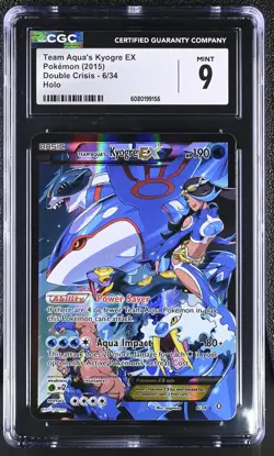 CGC 9 MINT Team Aqua's Kyogre EX 2015 Double Crisis 6/34 Holo Pokemon Card - Image 1