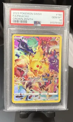 2023 POKEMON SWORD & SHIELD CROWN ZENITH #160 FULL ART/PIKACHU PSA 10 - Image 1