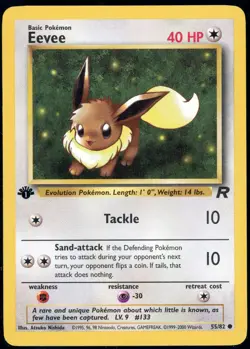 1st Edition Eevee 55/82 Team Rocket Pokemon Card Rare Non Holo Pokemon- LP/MP - Image 1