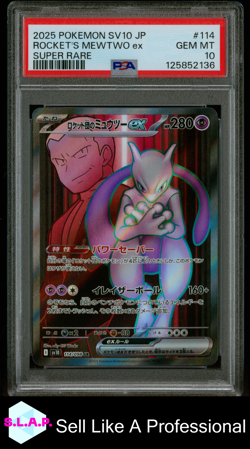 ROCKET'S MEWTWO EX SUPER RARE POKEMON JP SV10-GLORY/TEAM ROCKET 2025 114 PSA 10 - Image 1