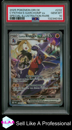 CYNTHIA'S GARCHOMP EX SPEC ILL RARE POKEMON GER DESTINED RIVALS 2025 232 PSA 10 - Image 1