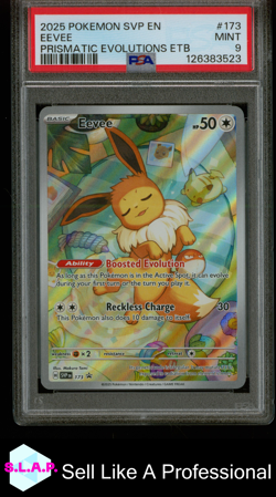 EEVEE PRISMATIC EVOLUTIONS ETB POKEMON SVP EN-SV BLACK STAR PROMO 2025 173 PSA 9 - Image 1