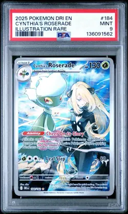 PSA 9 Cynthia's Roserade 184/182 Pokemon Destined Rivals Illustration Rare EN - Image 1