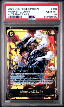 2025 ONE PIECE OP10-118 MONKEY D LUFFY ROYAL BLOOD ALT ART PARALLEL SEC PSA 10 - Image 1