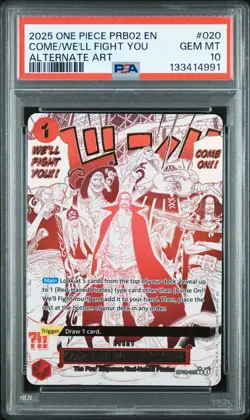 2025 ONE PIECE OP09-020 PRB02 COME WE'LL FIGHT YOU EVENT ALT ART SHANKS PSA 10 - Image 1