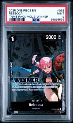 PSA 9 Rebecca Tournament Promo OP04-092 One Piece Winner Pack Volume 2 English - Image 1