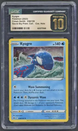 Pokemon Cards - CGC 10 Kyogre 036/159 - Crown Zenith - PRISTINE - CGC10 PSA BGS - Image 1