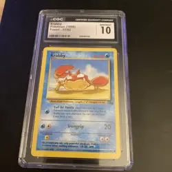 Pokemon TCG Krabby Card 51/62 Fossil 1999 CGC Gem Mint 10 - Image 1